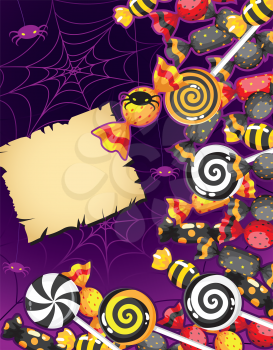 illustration of a Halloween candy card