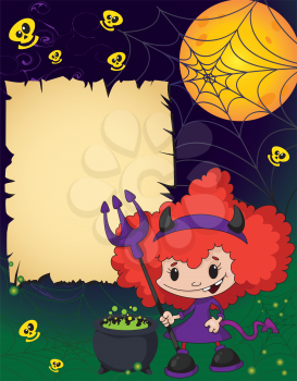 illustration of a Halloween cute devil girl