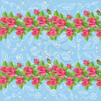 illustration of a seamless roses blue