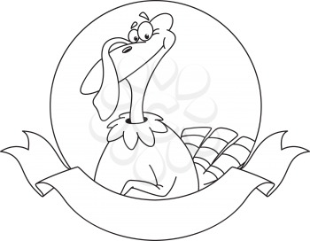illustration of a turkey ribbon banner outlined