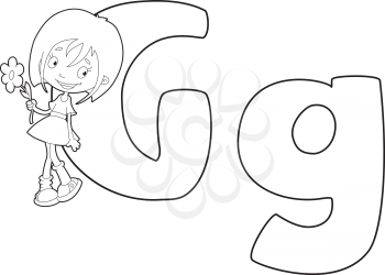 illustration of a letter G girl outlined