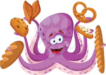 illustration of a octopus with pastry