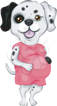 Royalty Free Clipart Image of a Pregnant Dog