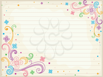 Royalty Free Clipart Image of a Frame With Flourishes and Flowers in the Corners