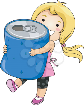 Royalty Free Clipart Image of a Girl With a Can