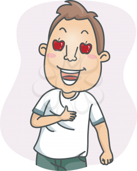 Royalty Free Clipart Image of a Man With Apples in His Eyes