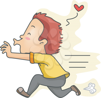 Royalty Free Clipart Image of a Man Chasing Someone He Wants To Kiss