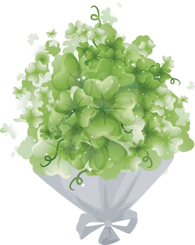 Royalty Free Clipart Image of a Bouquet of Shamrocks