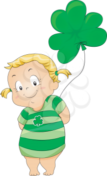 Royalty Free Clipart Image of a Little Girl in a Saint Patrick's Costume