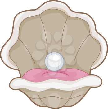 Royalty Free Clipart Image of a Pearl in an Oyster