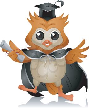 Royalty Free Clipart Image of a Graduate Owl