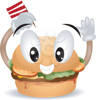 Royalty Free Clipart Image of a Happy Hamburger