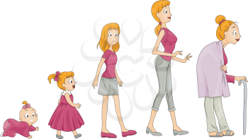 Royalty Free Clipart Image of a Woman's Life Stages