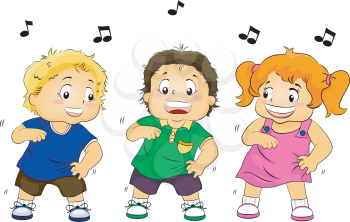 Royalty Free Clipart Image of Children Dancing