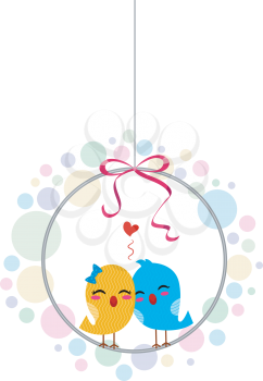 Royalty Free Clipart Image of Lovebirds in a Circle