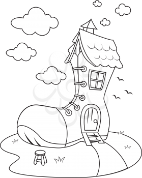Royalty Free Clipart Image of a Shoe House