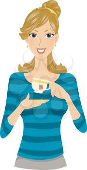 Royalty Free Clipart Image of a Woman With a Tea