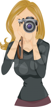 Royalty Free Clipart Image of a Woman Taking Pictures