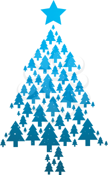 Royalty Free Clipart Image of a Christmas Tree of Blue Trees