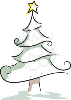 Royalty Free Clipart Image of a White Christmas Tree