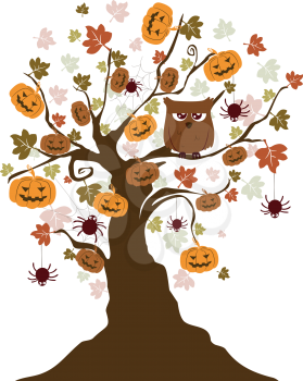 Royalty Free Clipart Image of a Halloween Tree