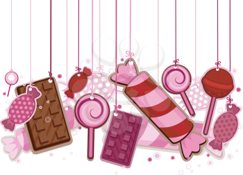 Royalty Free Clipart Image of Candies on a String