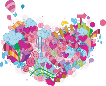 Royalty Free Clipart Image of a Heart of Symbols