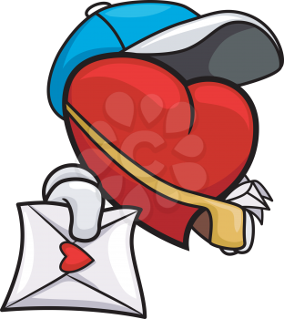 Royalty Free Clipart Image of a Heart Delivering an Envelope