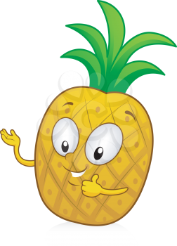 Royalty Free Clipart Image of a Pineapple Giving a Thumbs Up