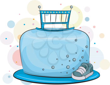 Royalty Free Clipart Image of a Baby Boy Cake