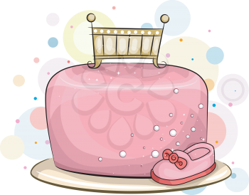 Royalty Free Clipart Image of a Baby Girl Cake