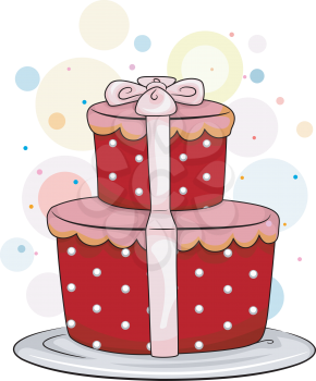 Royalty Free Clipart Image of a Cake Gift