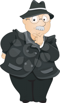 Royalty Free Clipart Image of an Older Man in a Suit