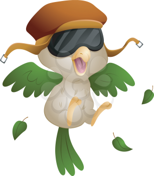 Royalty Free Clipart Image of a Pilot Bird Taking Off