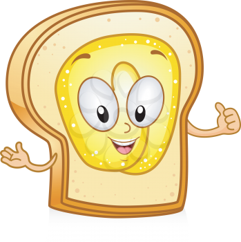 Royalty Free Clipart Image of Bread Giving a Thumbs Up