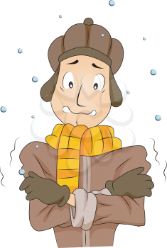 Royalty Free Clipart Image of a Shivering Man