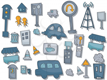 Royalty Free Clipart Image of a Set of Urban Icons