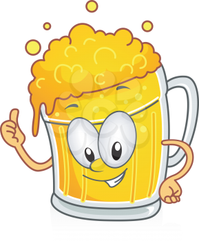 Royalty Free Clipart Image of a Beer Stein Giving a Thumbs Up