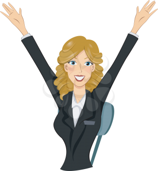 Royalty Free Clipart Image of a Girl With Her Arms in Her Air