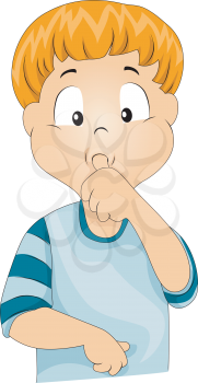 Royalty Free Clipart Image of a Child Sucking His Thumb