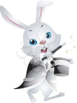 Royalty Free Clipart Image of a Magician Rabbit