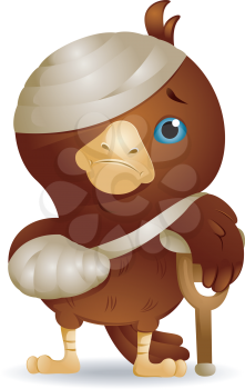 Royalty Free Clipart Image of a Injured Bird