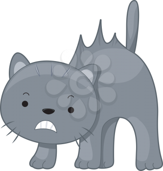 Royalty Free Clipart Image of a Cat With Its Back Arched