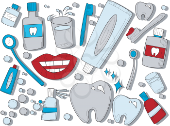 Royalty Free Clipart Image of a Set of Dental Icons