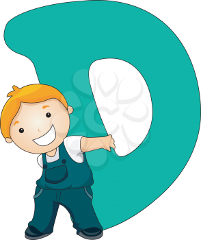 Royalty Free Clipart Image of a Little Boy With a D