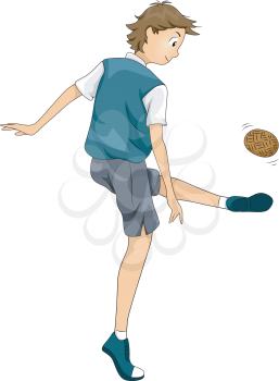 Royalty Free Clipart Image of a Kid Playing Sepak Takraw