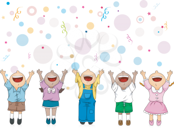 Royalty Free Clipart Image of a Group of Celebrating Children