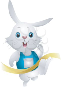 Royalty Free Clipart Image of a Rabbit Winning a Race