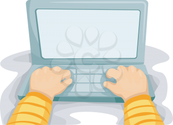 Royalty Free Clipart Image of Hands on a Laptop