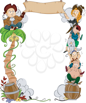 Royalty Free Clipart Image of a Pirate Frame